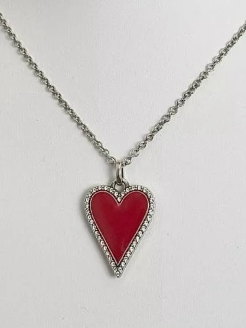 Brighton Dazzling Love NWOT Heart silver plated, enamel, crystals necklace